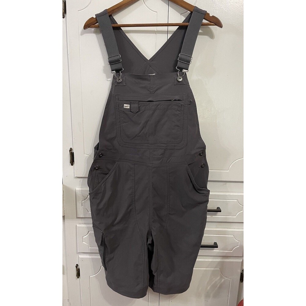 Duluth Trading Womens Shortalls Overalls Size Medium Gray Utility Bib Shorts